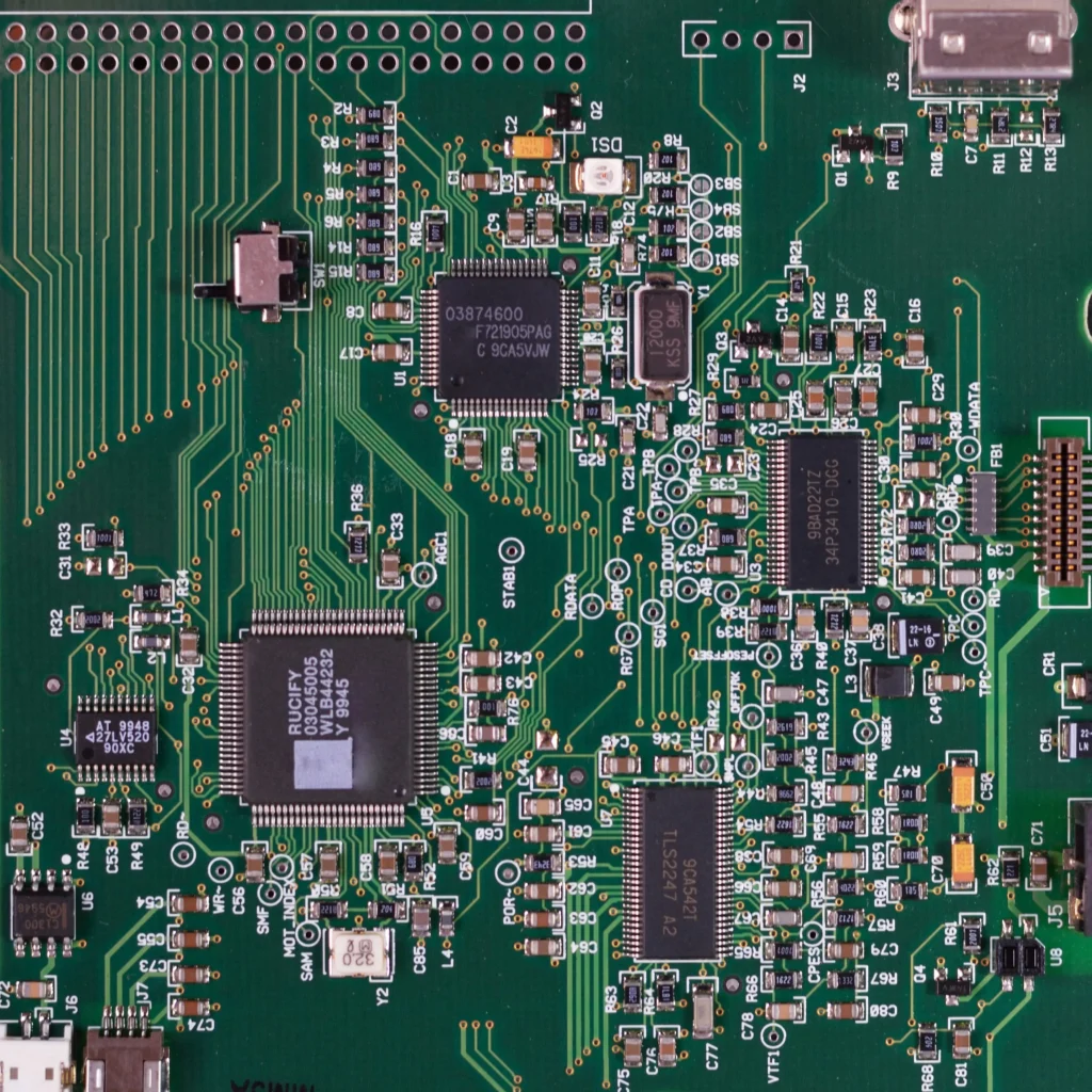 High-precision circuit board representing advanced technology systems at ORIGIN SWISS